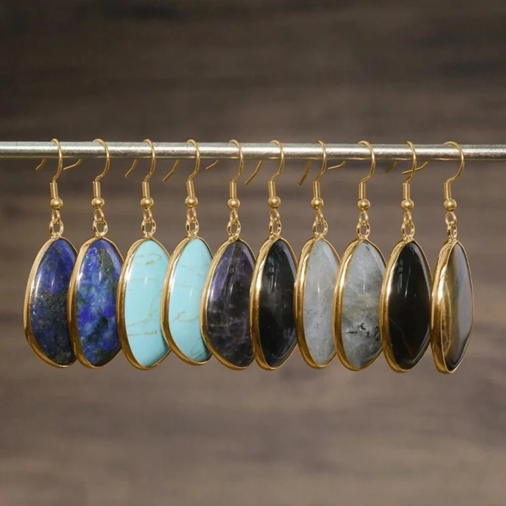 Luxe lapis lazuli natural gemstone earrings